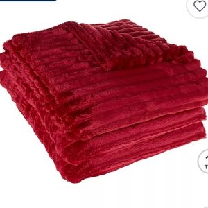 Simply Essential 3-Piece Corduroy Throw Blanket and Throw Pillow Bundle in Red